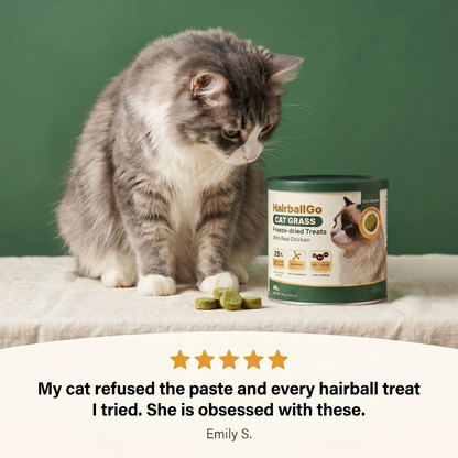 Freeze-Dried Cat Grass Treats for Hairball Relief